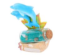 Warmhm Drift Bottle Small Wishing Bottle with Dolphin Sculpture and Conch Aquarium Ocean Theme Decor for Home Office Desk Fish Tank Landscape