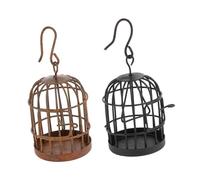 Warmhm Ensemble De 2 Mini Cages à Oiseaux Décoratives en Fer Noir pour Maison De Poupée - Accessoires Suspendus - Idéales pour Décorations Intérieures Et Extérieures