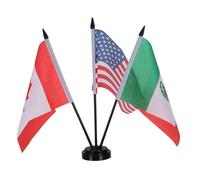 Warmhm Ensemble de Drapeaux de Table à Base Métallique pour Événements Politiques Et de Bureau : Drapeaux Des États-, Du Canada, Du Mexique Et D’autres Pays, pour La Décoration de Salles de