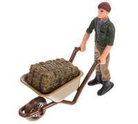 Warmhm Ensemble de Figurines d'Ouvriers Agricoles et Chariot Miniature Éducatif pour Maison de Poupée de Ferme Modèle Réaliste en Matériau Solide pour Projets Scolaires et Décorations