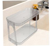 Warmhm Étagère Angle Double Pet pour Salle de Bain Rangement Cosmétique Robuste et Stable Organiseur de Bureau et Toilette Transparent Support pour Accessoires de Beauté