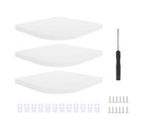 Warmhm Étagère Murale D’Angle en Bois Blanc Crème 3 Pièces Tablette Triangulaire Ovale 15X15 CM Rangement Suspendu sans Perçage pour Chambre Bureau Cuisine