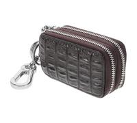Warmhm Étui Porte Clés Double Couche Porte Clés Zippé à Pochette de Protection avec Fenêtre Transparente Organiseur Portable