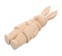 Warmhm Figurine Lapin Bois Sculpté Décoration de Pâques Bois Naturel Statue Lapin pour Bureau et Maison Ornement Rustique et Élégant pour Table et Étagère
