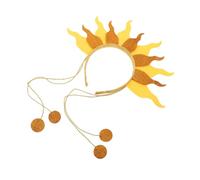 Warmhm Flaming Sun Headband With Glitter And Bead Chains For Women And Glowing Flame Hair Accessory For Halloween Carnival Party Celebrations