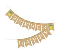 Warmhm Guirlande Hawaïenne Lin avec Lettres Colorées Happy Summer Bannière Décorative Ananas Forme de Queue Hirondelle pour Fête