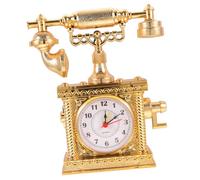 Warmhm Horloge De Bureau Téléphonique Cloche Téléphonique Extérieure Antique Décoration Murale Décor Rétro Classique Vieux Téléphone Lecteur CD Avec Horloge Murale