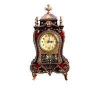 Warmhm Horloge De Table De Style Européen Horloge À Poser Archaïque sans Pile Décorative pour Salon Bureau Chambre Et Maison Marron 33.00 X 16.60 X 8.60 cm