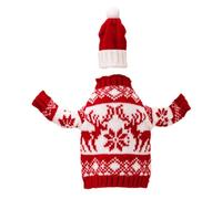 Warmhm Housse Décorative pour Bouteille de Vin de Noël Rouge en Tricot Motif Cerf Vêtement Festif pour Bouteille Standard Accessoire de Décoration de Table pour Fêtes de Fin D’Année