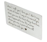 Warmhm Insert de Portefeuille en Acier Inoxydable Gravé Carte Décorative Anti-Corrosion pour Saint-Valentin et Anniversaire Surface Lisse et Lettrage Net Présent Romantique pour