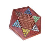 Warmhm Jeu de Dames Chinoises Bois avec Billes Verre Six Couleurs pour Garçon Fille et Adultes Divertissement Familial