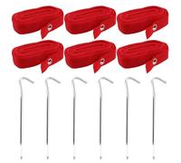 Warmhm Kit de Marquage de Terrain de Beach-Volley, Lignes de Délimitation du Beach-Volley, 6 Pcs, Rouge, Nylon et Alliage D'aluminium, Installation Rapide, Flexible, Ancrages au Sol,