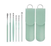 Warmhm Kit Nettoyage Oreilles 6 Pièces en Acier Inoxydable 304 Vert Menthe, Nettoyeur D'oreilles Multifonction, Décapant de Cire Portable pour Soins Auriculaires, Accessoires Légers