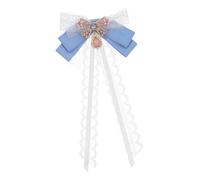 Warmhm Lace Bowknot Brooch Pin For Women Elegant Lolita Fashion Accessory With Rhinestones Compact And Secure Ladies Brooch For Suits Shirts Dresses And Party Outfits