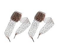 Warmhm Lacets Léopard Larges 4cm 110cm en Polyester, Style Élégant | Ruban Tulle Décoratif, Longueur Réglable, Maintien Sûr, Usage Quotidien et Rendez-vous, pour Femmes et Filles