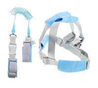 Warmhm laisse de harnais de sécurité laisse de marche pour bébé enfant à pour tout-petit avec rênes lien de poignet anti-perdu bébé laisse ruban tricoté Sky-blue
