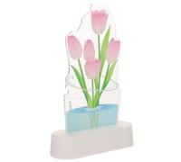 Warmhm Lampe Tulipe 3d Acrylique Rose, Veilleuse Colorée Led, Décoration Chambre Garçon Et Filles, Ambiance Lumineuse Intérieure, Présent Original Sans Pile
