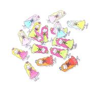 Warmhm Lot de 100 Boutons en Bois à Coudre Colorés Motif Petite Princesse, 2 Trous, Design Unique, pour Couture et Scrapbooking Créatif Couleur Aléatoire