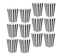 Warmhm Lot De 12 Boîtes à Popcorn Rayées Noires En Papier, Emballage Alimentaire Sûr, Contenants Multifonctions Pour Popcorn Et Frites, Usage Fête Et Événement, Packaging Jetable Pratique