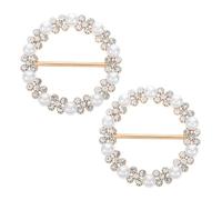 Warmhm Lot de 2 Anneaux d’Écharpe Ronds en Alliage avec Cristaux et Perles Pinces Multifonctions pour Foulards en Soie et Chemises Féminines Accessoires Mode pour Tenue Élégante