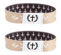 Warmhm Lot de 2 Bracelets Bibliques Élastiques Unisexes Versets Couleur Noir et Gris Taille Ajustable Accessoires Spirituels pour Activités Religieuses et Présents Chrétiens
