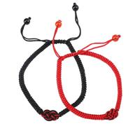 Warmhm Lot de 2 Bracelets Tressés pour Couple à Nœud Concentrique Cordon Rouge 17 CM Réglable Perle en Agate Corde Noire 18 CM Ajustable Bijoux de Poignet pour Amoureux