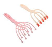 Warmhm Lot de 2 Masseurs de Cuir Chevelu Manuel à 5 et 9 Griffes Plastique Orange et Rose Outil de Massage Portatif pour Soin du Cuir Chevelu Peigne à Gratter Antistress Détente