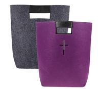 Warmhm Lot de 2 Paquet à Main en Feutre Gris et Violet Grand Rangement Réutilisable pour Bible et Documents Cabas Pratique de Voyage et Courses Organiseur Multifonction pour Étude