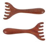 Warmhm Lot de 2 Peignes Stimulateurs du Cuir Chevelu en Bois Naturel, Mini Masseurs Gua Sha Multifonctions pour Massage Tête et Yeux, Format Portable pour Détente et Relaxation des