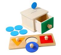 Warmhm Lot De 2 Set De Jouets en Bois pour Tout-Petits avec Boîte à Pièces Carrée, Puzzles Géométriques Multicolores, Jeu Éducatif Montessori pour Développement Cognitif Et Motricité Fine