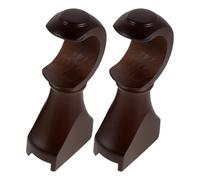 Warmhm Lot de 2 Supports Robustes de Tringle à Rideaux en Bois Marron 35 Mm, Fixation Murale et Plafond, Ensemble de Supports à Visser pour Salon et Chambre, Stabilisateur et Base