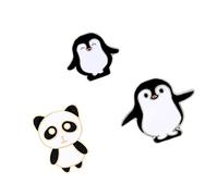 Warmhm Lot De 3 Broches Créatives Panda Et Pingouin, Métal Allié, Épingles Décoratives Pour Couple, Accessoires Costume Unisexes, Présent Fête Élégant, Finition Soignée