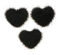 Warmhm Lot de 3 Décorations D’ongles 3d de Cœur Noir, Pompon Amovible en Fourrure Synthétique pour Nail Art Diy, Accessoires Manucure Artistique pour Femmes, Usage Quotidien et Fêtes