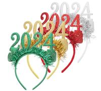 Warmhm Lot De 4 Bandeaux pour Le Nouvel an Serre-Têtes pour Cheveux Accessoires De Coiffure pour La Saint-Sylvestre 2024 Cadeau De Noël pour Femme