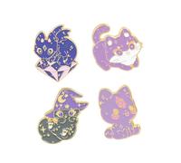Warmhm Lot de 4 Broches Chaton Créatives en Alliage Métal, Accessoires Mode pour Femmes et Garçon et Filles, Broche Chat pour Vêtements et Paquet, Design Cartoon Sorcier, Multicolore,