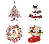 Warmhm Lot de 4 Broches de Noël Classiques en Alliage Émail Coloré Motifs Festive Accessoires Vestimentaires pour Fêtes et Présents de Saison