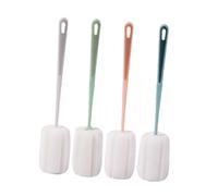 Warmhm Lot de 4 Brosses à Bouteille Réutilisables Éponge, Goupillon à Long Manche, Multi-usages, Manche Long en Plastique, Nettoyage en Profondeur Cuisine et Biberons, Couleurs Blanc