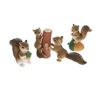 Warmhm Lot de 4 Figurines Écureuils Miniatures en Résine pour Jardin, Décoration Miniature Paysagère, Ornement Animalier Extérieur, Accessoires Décoratifs Réalistes pour Pelouse