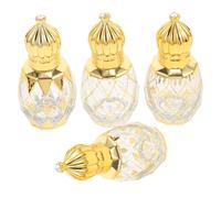 Warmhm Lot de 4 Flacons Roll-on D'huiles Essentielles Vides en Verre 6 Ml, Bouchon Alliage Électroplaqué, Rechargeables, pour Voyages et Usage Quotidien, Accessoires de Parfum Raffinés