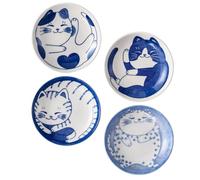 Warmhm Lot de 4 Mini-Assiettes à Sauce Soja en Céramique Style Japonerie Motif Chat Petits Plats à Trempette Polyvalents pour Apéritifs et Préparation Culinaire Couleurs Variées Usage