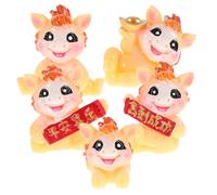 Warmhm Lot de 5 Figurines Cheval en Résine Orange, Ornements Nouvel an Chinois, Décoration Bureau et Étagère, Amulette Élégant et Facile à Nettoyer pour Année du Cheval