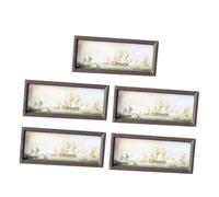 Warmhm Lot de 5 Mini-Impressions d'art en Bois Décoratives pour Maison de Poupée Mobilier Miniature Ornement Mural Miniatures Accessoires DIY pour Micro-Paysage Décoration Intérieure