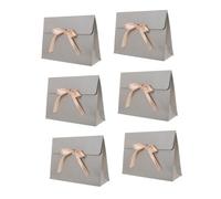 Warmhm Lot De 6 Boîtes D'emballage En Papier Gris Argenté Avec Nœud, Petit Format, Papier Solide, Boîte Présent Pour Mariage, Anniversaire Et Fêtes, Coffret Présent Décoratif Pour Amis Et Famille