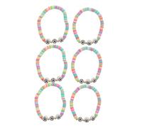 Warmhm Lot De 6 Bracelets De Sport Pour Filles Breloques De Football Accessoires De Football Pour Filles Bijoux De Sport Perles En Argile Polymère