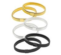 Warmhm Lot de 6 Bracelets Manchette Élastiques en Métal pour Homme, Brassards Antidérapants, Fermoir à Ressort, Bijoux pour Chemises, Maintien des Manches, Noir, Or et Argenté