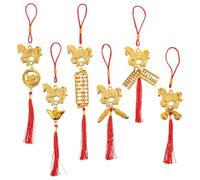 Warmhm Lot de 6 Décorations Porte- 2026, Année du Cheval, pour Le Nouvel an Chinois, Pendentifs à Pompons Rouges, pour Le Bureau, La Maison, Le Festival du Printemps