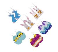 Warmhm Lot de 6 Paires de Boucles D’oreilles en Cuir Pendentifs Oreilles de Lapin, Boucles D’oreilles de Pâques Pendantes Colorées, Taille Moyenne, Accessoire Femme pour Fête et Présent