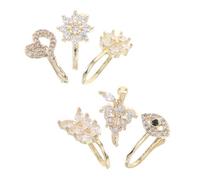 Warmhm Lot De 6 Pinces-nez à Clip u Sans Piercing, Bijou De Nez En Alliage Argenté Micro-pavé Zircon, Ajustable Pour Femmes Et Hommes, Accessoire Mode Élégant Et Lumineux, Taille Unique