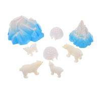 Warmhm Lot de 8 Figurines Animaux Arctiques pour Garçon et Filles Grand Ours Polaire, Petit Ours, Igloo en Résine Blanche Scène Hiver Miniature, Décorations Gâteaux Noël, Micro-Paysage
