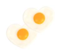 Warmhm Modèle Réaliste de Faux Œuf au Plat de Cœur Lot de 2 Pièces pour Décor Cuisine Accessoire de Photographie Décoration de Restaurant Simulacre Alimentaire Solide